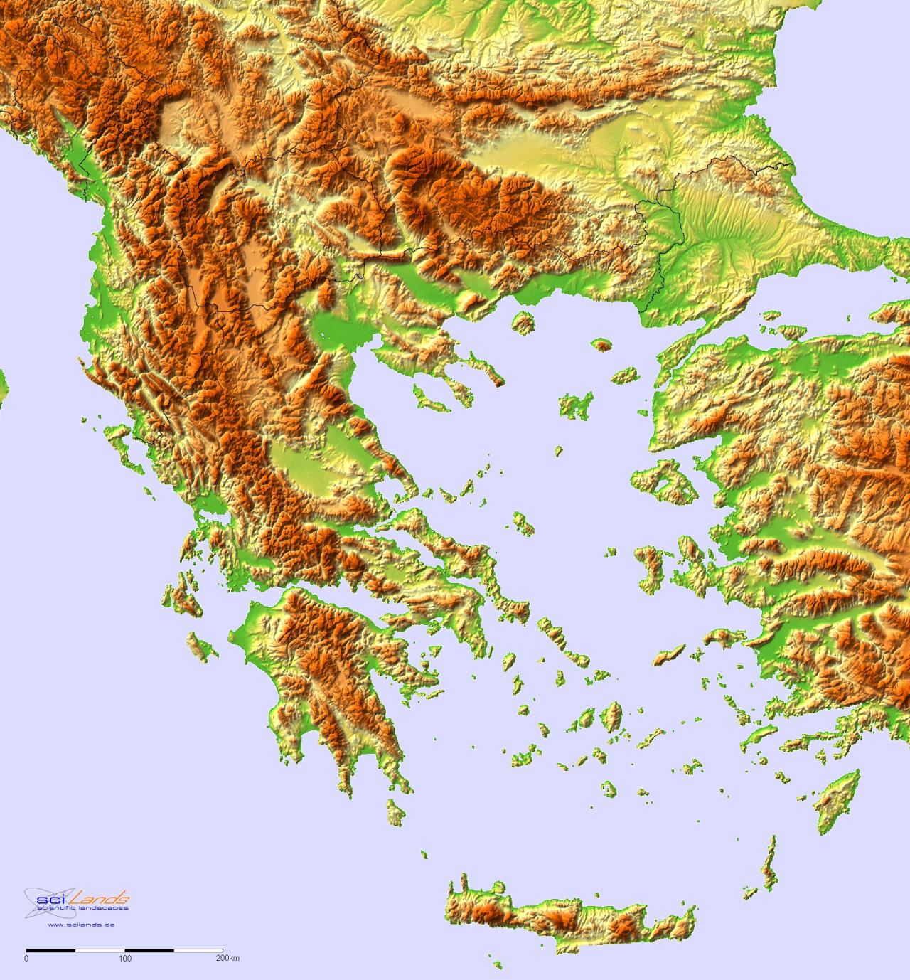 地形図のギリシャ 地形図のギリシャ 南欧諸国 ヨーロッパ