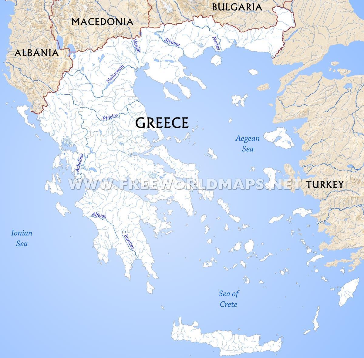 ギリシャの河川地図 河川のギリシャの地図 南欧諸国 ヨーロッパ