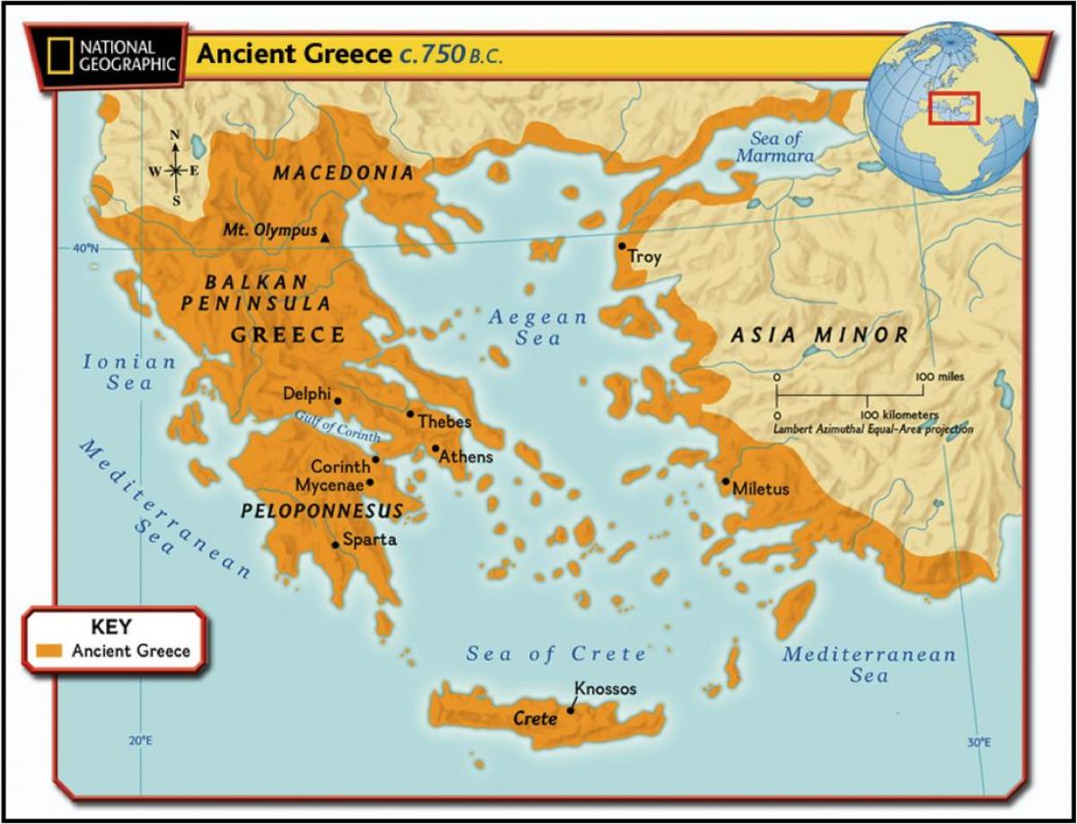 古代ギリシャの地図標識した標識された地図の古代ギリシア 南欧諸国 ヨーロッパ