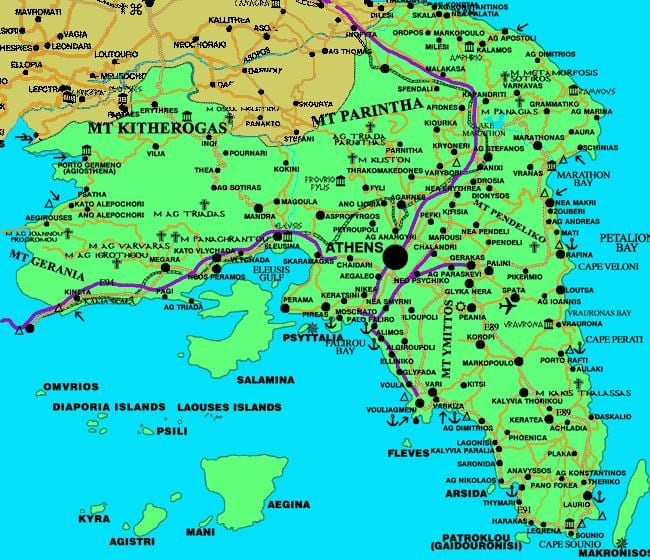 Attikiギリシャの地図
