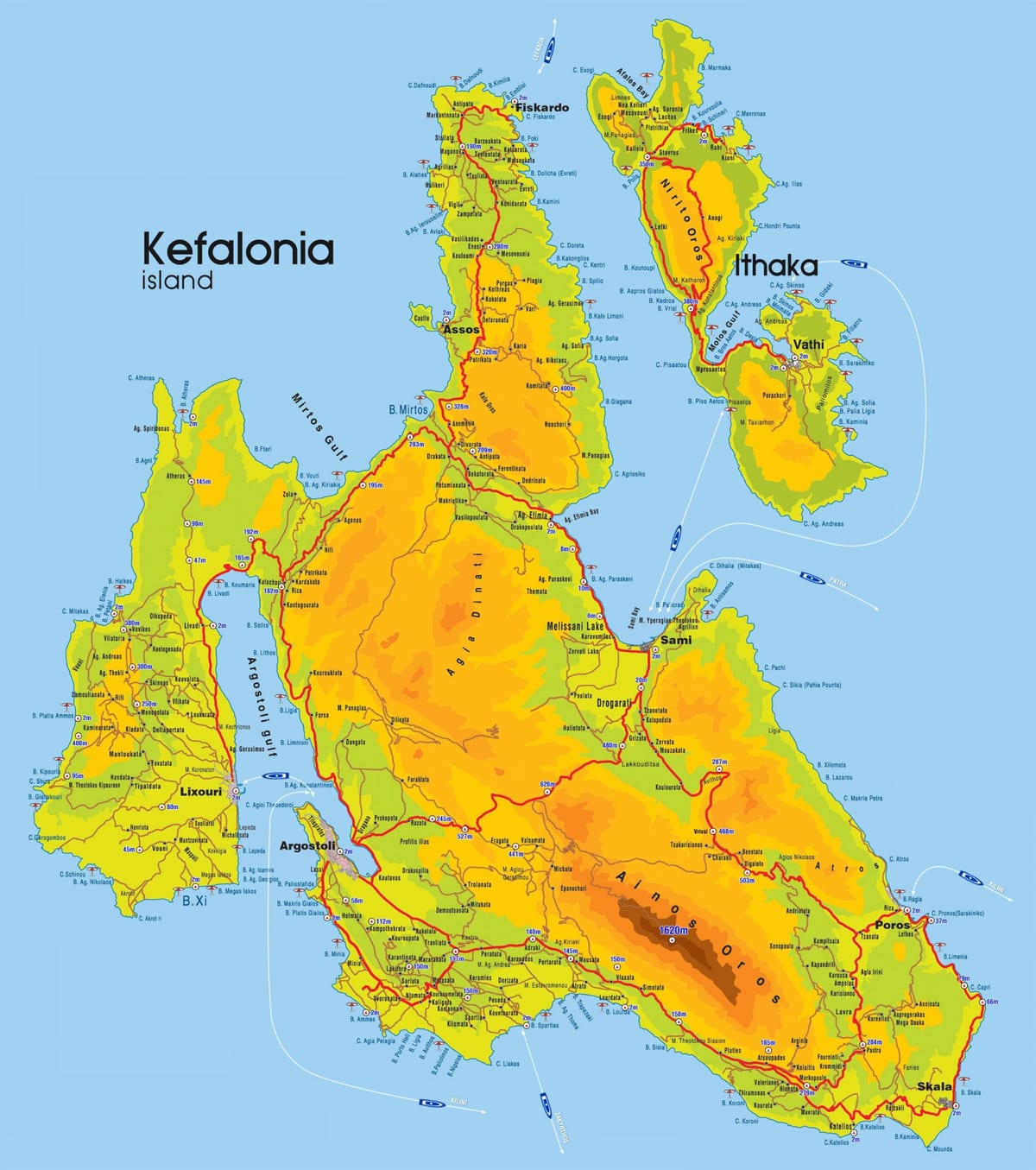 地図のアパートメントはケファロニアギリシャ