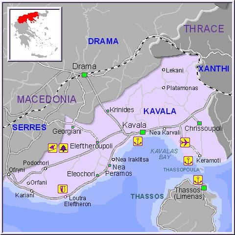 地図カヴァラギリシャ