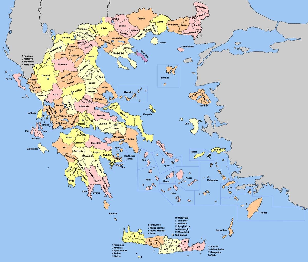 地図のギリシャ地域