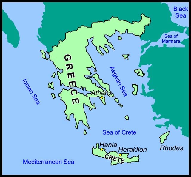 地図のクレタ島のギリシャ