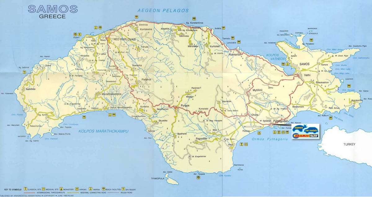 地図サモス島ギリシャ