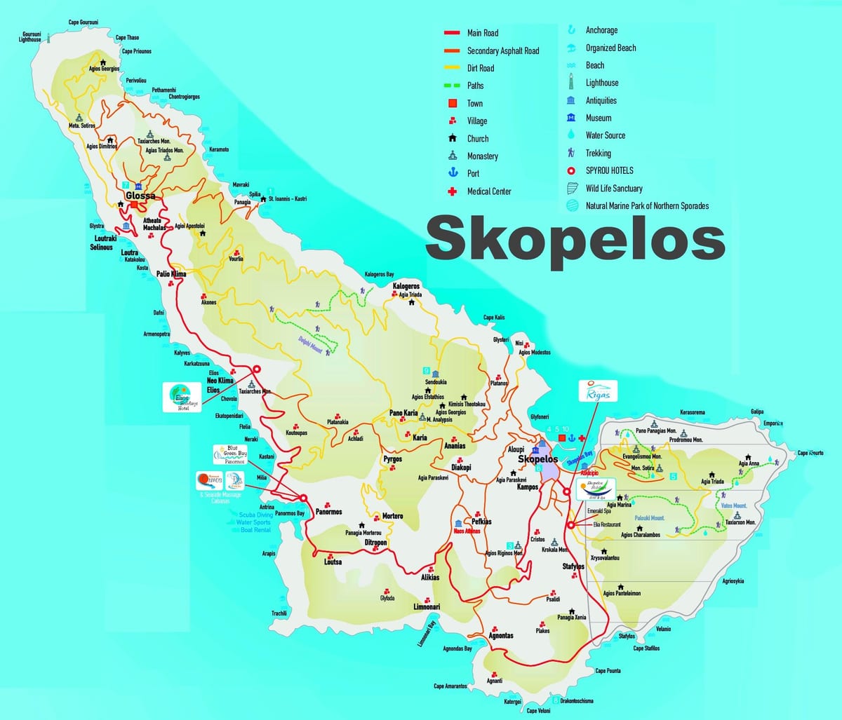 スコペロス島ギリシャの島々の地図