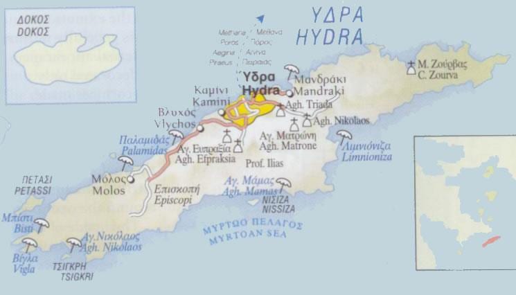 地図のハイドラギリシャ