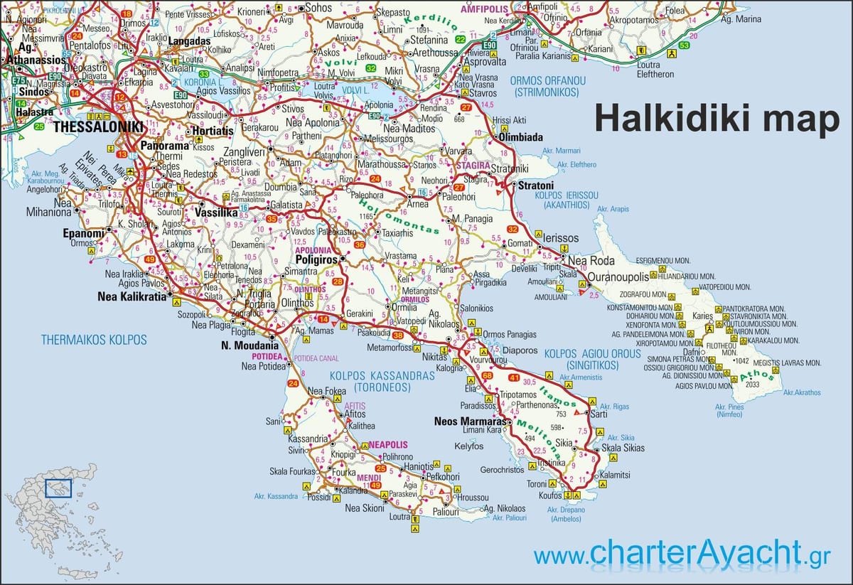 地図のギリシャのハルキディキ