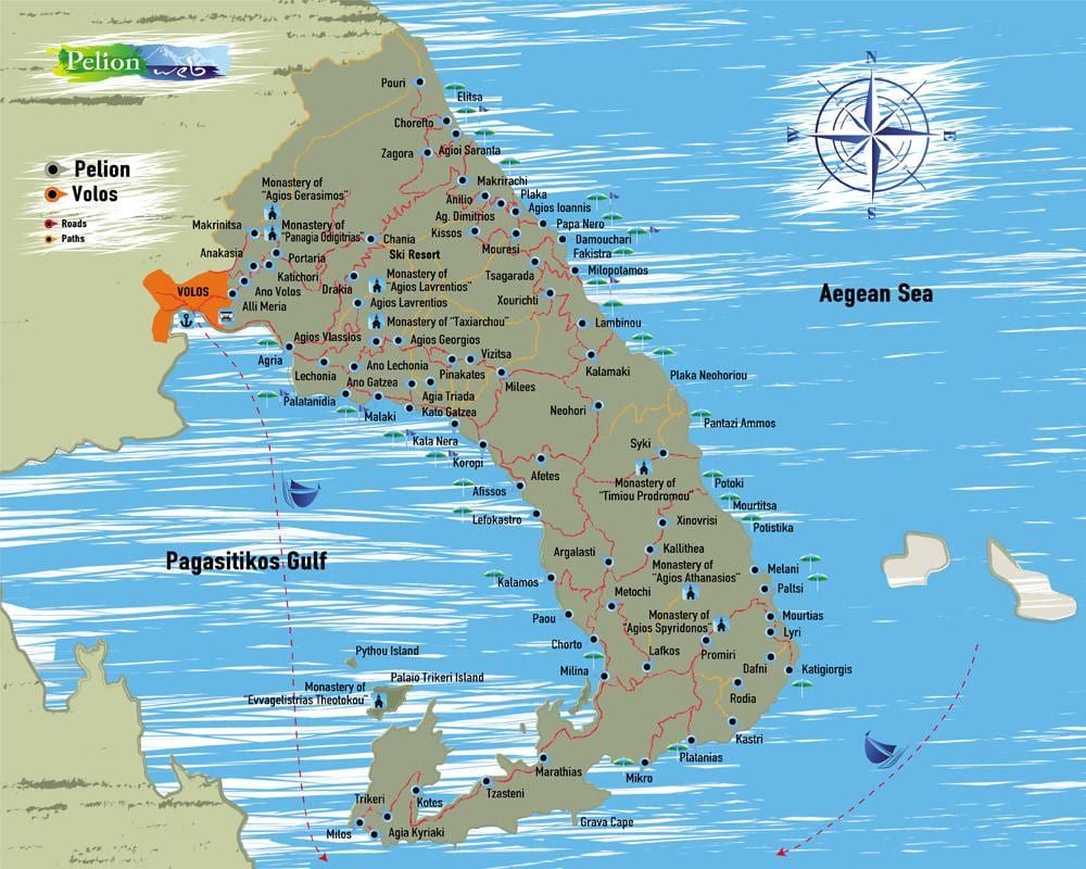 ペリオンギリシャの地図