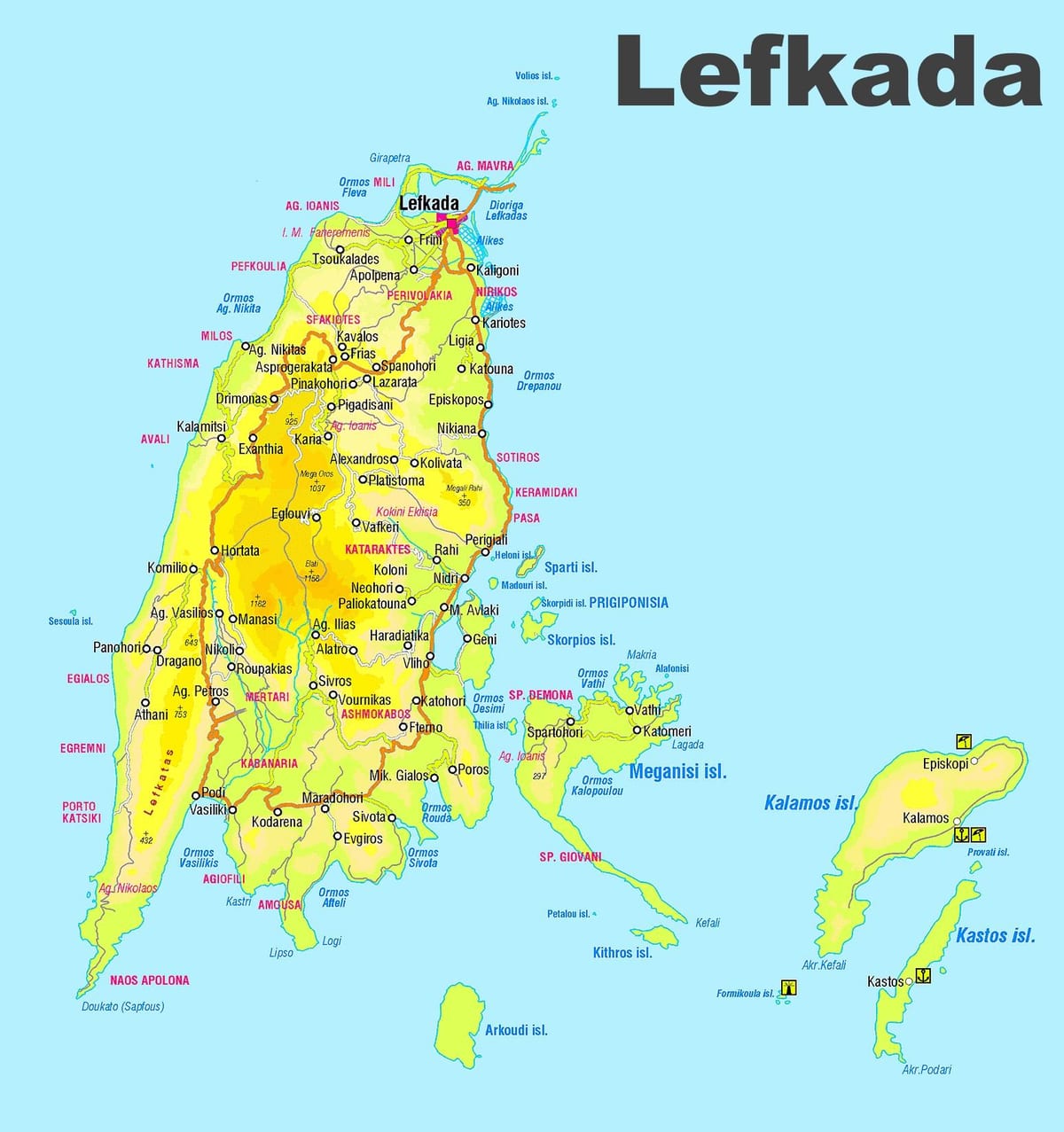 ギリシャのレフカダの地図