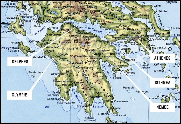 地図のギリシャ南部