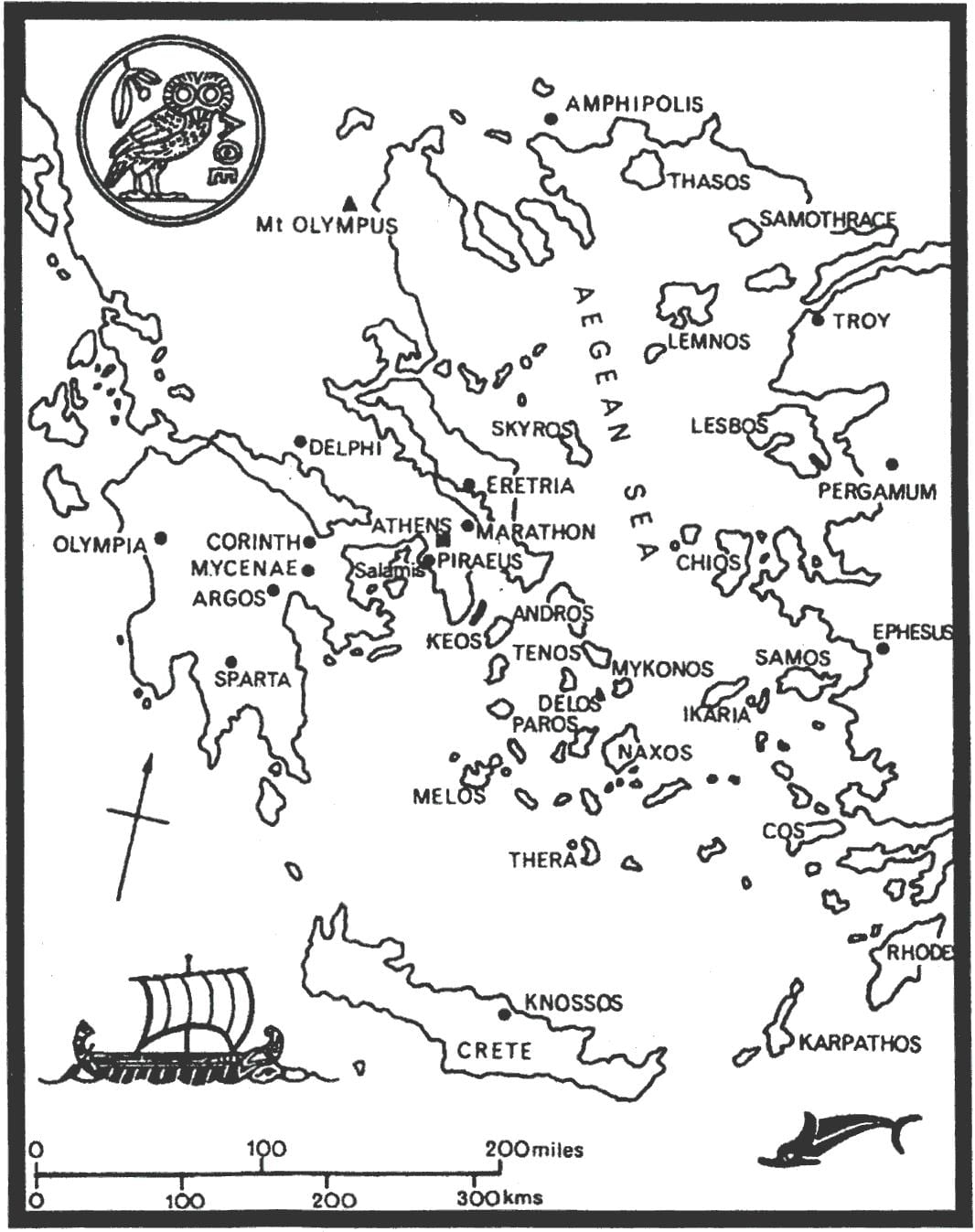 地図の古代ギリシャのワークシート
