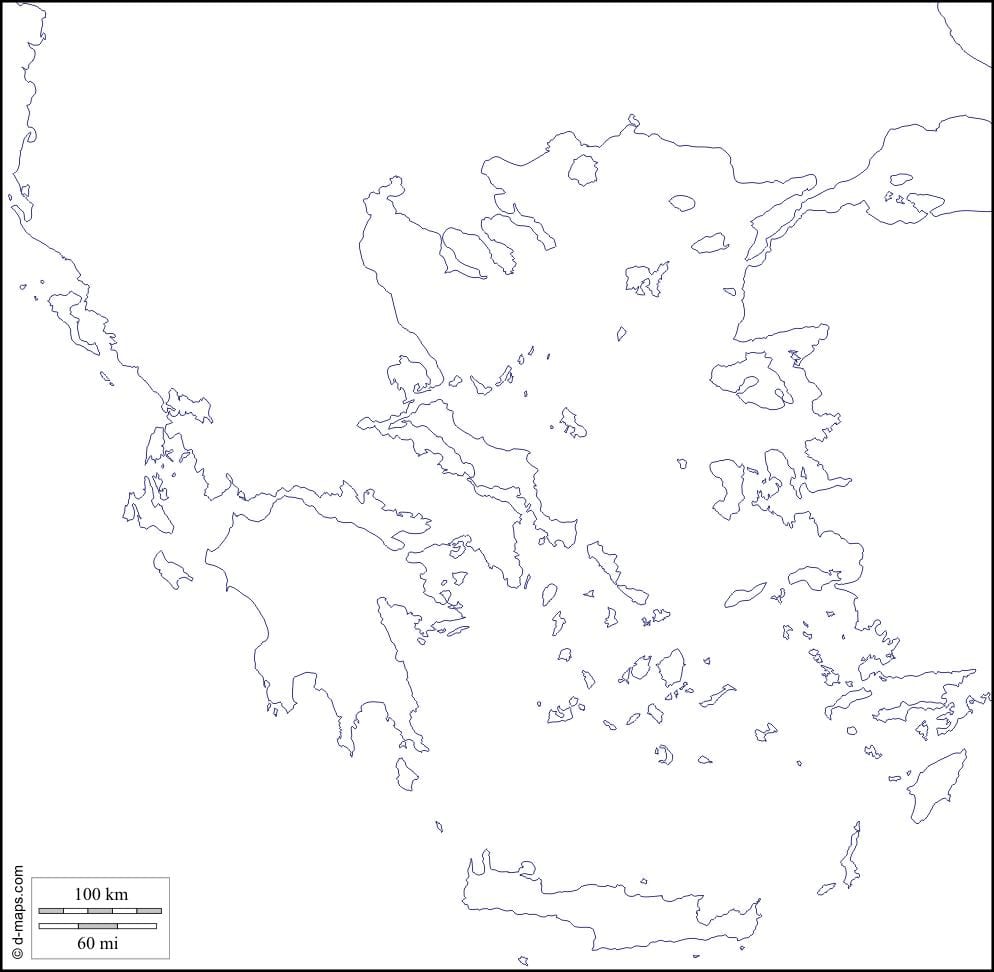 ギリシャの白地図