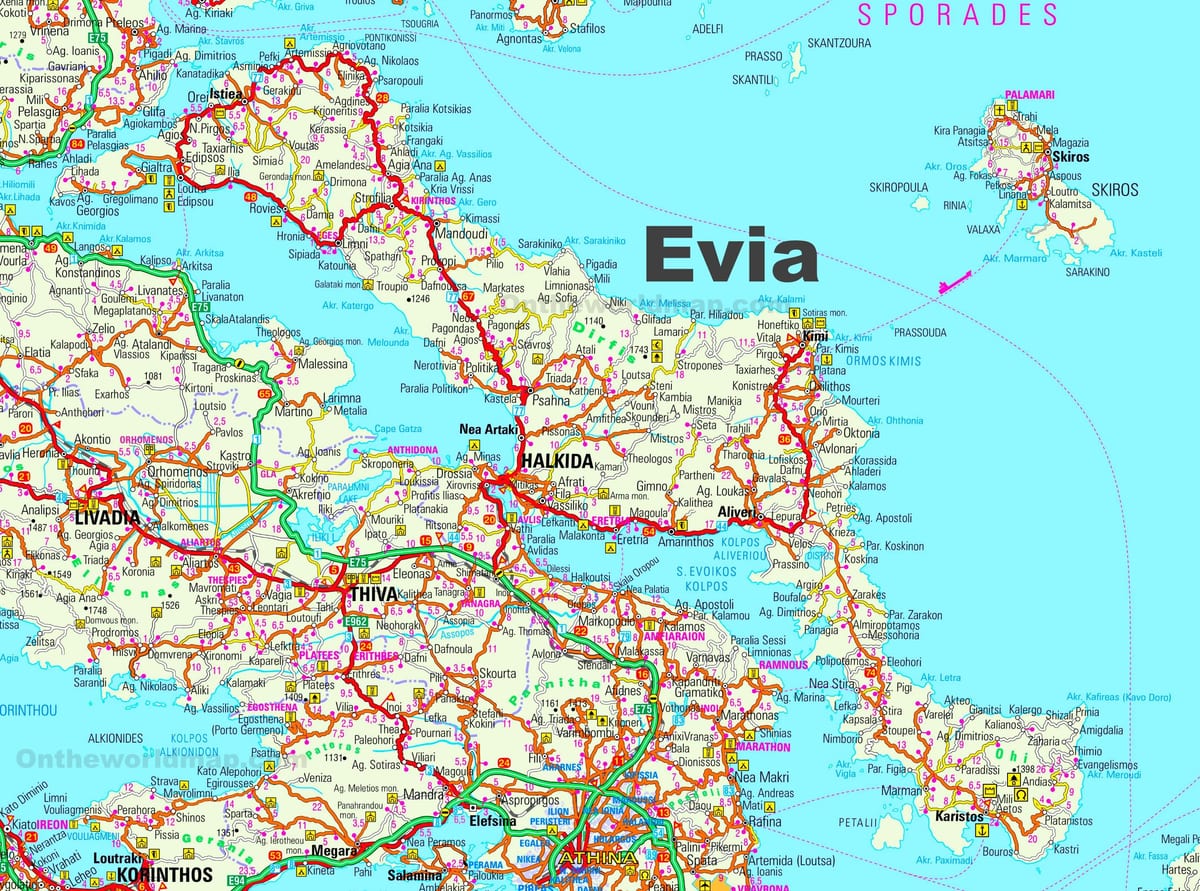 地図Eviaギリシャ