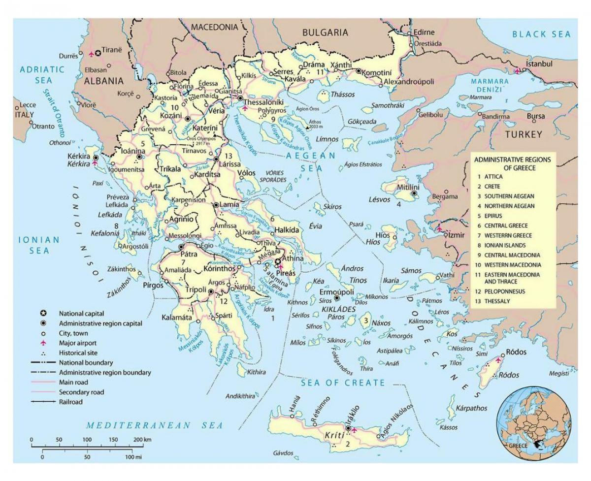 地図のギリシャの空港