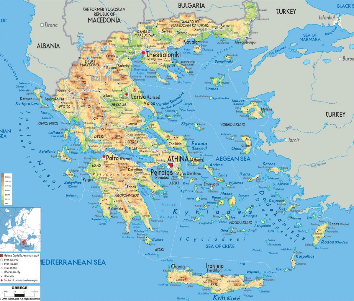 ギリシャの地図の位置