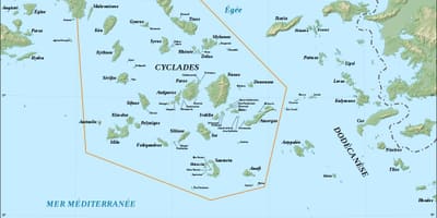 地図のキクラデスギリシャの島々
