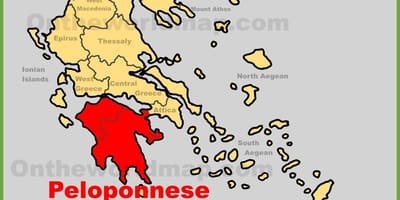 地図のペロポネソスギリシャ