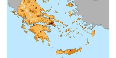 人口密度の地図のギリシャ