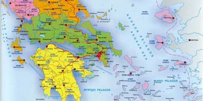 地図のギリシャ、ギリシャの島々