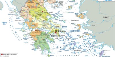 地図のギリシャの都市