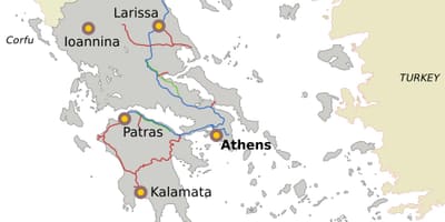 ギリシャの鉄道の地図