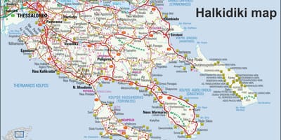 地図のギリシャのハルキディキ