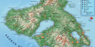 地図のレスボス島ギリシャ
