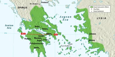 地図の古代ギリシャの都市の国