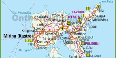 Lemnosギリシャの地図